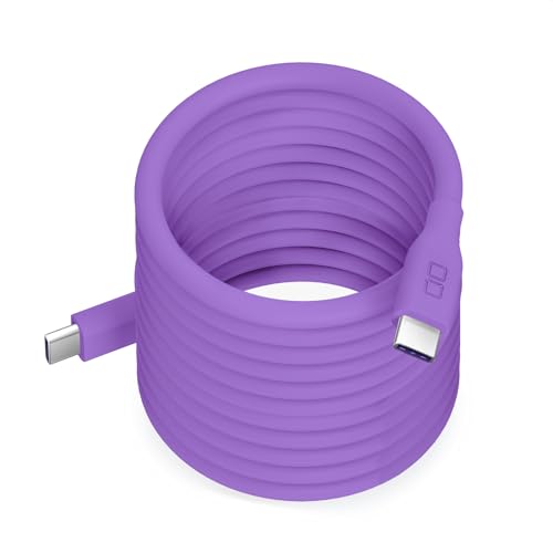 CIO 柔らかいスパイラルシリコンケーブル CtoC (Type-C/USB-C) 急速充電 磁石 マグネット吸着 充電ケーブル PD 240W データ転送 480Mbps 形状記憶 絡まりにくい iPhone 17 / 16 / 15 / Macbook Pro/Air/iPad/ノートパソコン Galaxy Google Pixel Android (アンドロイド) (パープル, 2m) 1枚目 画像
