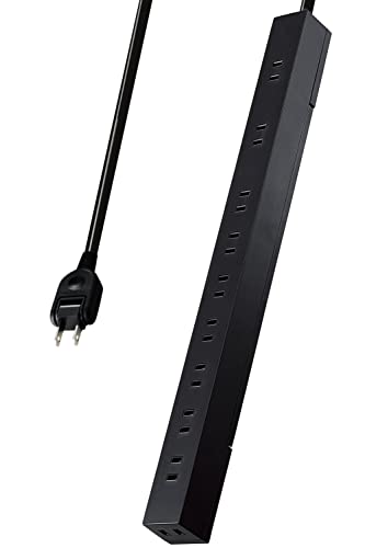 エレコム 電源タップ 10個口 2m マグネット 吊り下げ スリム 雷ガード ほこりシャッター ブラック ECT-2620BK 1枚目 画像