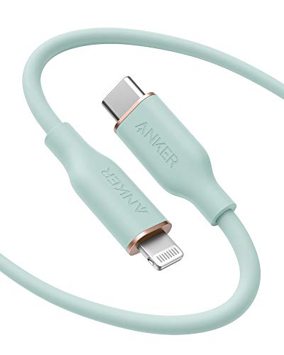 Anker PowerLine lll Flow USB-C & ライトニング ケーブル MFi認証 Anker絡まないケーブル USB PD対応 シリコン素材採用 iPhone 14 / 14 Plus / 14 Pro / 14 Pro Max / 13 各種対応 (1.8m ミントグリーン) 1枚目 画像