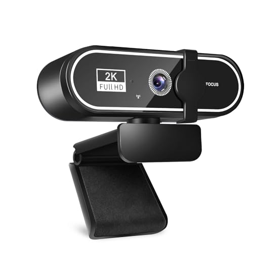 Webカメラ ウェブカメラ 【HD 2K 400万画素】 パソコン用カメラ ストリーミング USB接続 自動光補正 内蔵マイク 会議用PCカメラ 1/4インチ三脚穴 Windows XP/2000/2003/Vista/7/8/10/11 、Mac OS、Zoom、Teams、Youtubeなどに対応可能 ビデオ会議/オンライン授業/ライブ配信用 (ダーク) 1枚目 画像