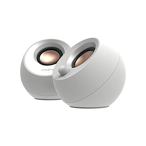 Creative Pebble V3 ホワイト 入力切替（USBオーディオ/Bluetooth/3.5mmピン入力） Bluetooth 5.0搭載 8W RMS ピーク出力16W USB Type-C/Type-A アクティブ スピーカー SP-PBLV3-WH 1枚目 画像