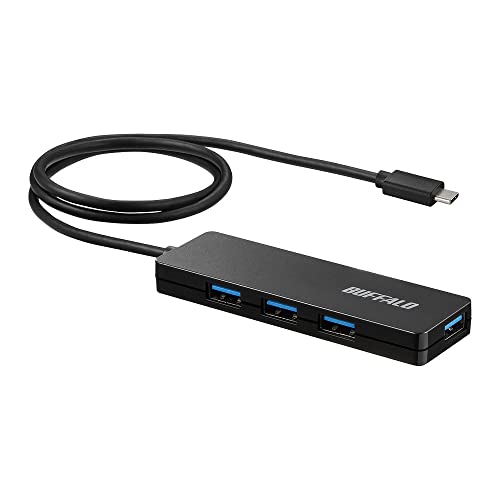 バッファロー USB ハブ USB3.2(Gen1) Type-C バスパワー 4ポート ブラック スリム設計 60cm 軽量 テレワーク 在宅勤務 BSH4U12560C1BK 1枚目 画像