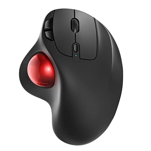 Nulea M501 ワイヤレス トラックボールマウス 3台接続可能 Bluetooth/USB接続 4段階DPI調節可能 充電式 親指操作 人間工学設計 6ボタン 進む/戻るボタン搭載 マウス 無線 Windows/Mac対応 赤色 1枚目 画像