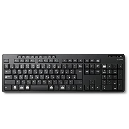 エレコム ワイヤレスキーボード Bluetooth 静音 TK-FFBM03SKBK 最大3台マルチペアリング対応 抗菌 iPad/macbook/Surface/Chromebook テンキー付 ブラック 1枚目 画像