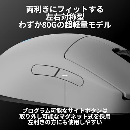 Logicool G PRO 2 LIGHTSPEED 44K DPI ワイヤレス ゲーミングマウス G-PPD-002XWL-WH 軽量 80g LIGHTFORCE ハイブリッドスイッチ HERO2 センサー USB Type-C 95時間連続使用可能 POWERPLAY 無線 充電 対応 FPS ゲーミング マウス PC windows ホワイト 国内正規品 中間 画像