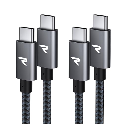 【2本セット】RAMPOW USB C ケーブル【2m+2m/グレー PD対応 60W急速充電】データ転送 断線防止 高耐久ナイロン iPhone17/Air/16/16e/15 充電 MacbookPro/iPad Pro&Air/Galaxy/SonyなどType C機種対応 1枚目 画像