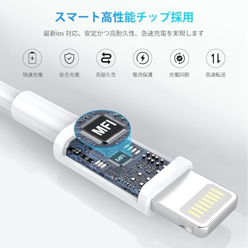 【2025正規MFi認証品】i-Phone 充電ケーブル ライトニングケーブル 純正品質【1M/2M 各2本】充電器 ケーブル 2.4A急速充電 USB 充電コード 高速データ転送 断線防止 高耐久 i-Phone 14/14 Pro/13/13 Pro/12/11/X/8/8plus/7/6/iPad 各種対応 最後 画像