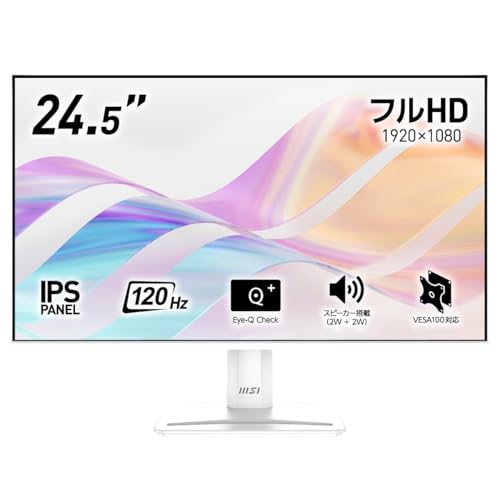【Amazon.co.jp限定】MSI PRO MP251W E2 モニター 24.5インチ/フルHD/IPSパネル/120Hz/HDMI/MSI Power Link/DisplayPort/D-sub/アンチフリッカー/ブルーライトカット/スピーカー搭載/HDR/VESA対応/3年保証 1枚目 画像