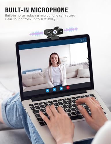 Webカメラ ウェブカメラ HD 1080P マイク付き プライバシーカバー 広角レンズ 自動光補正 クリップオン取り付け プラグアンドプレイ USB ウェブカメラ Zoom/Skype/YouTube/ウェブ会議/ビデオ通話/リモートワークをサポート ラップトップ/デスクトップ/PC/Macをサポート 日本語説明書付き (ブラック) 中間 画像