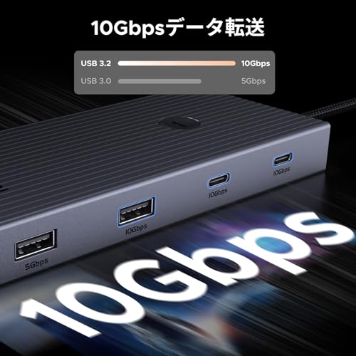 UGREEN Revodok Pro 9-in-1 USB-Cハブ 10Gbpsデータ転送対応 4K HDMI・ギガビットLAN・PD100W・SD/TFカードリーダー搭載 MacBook/iPad/Surfaceなど対応 中間 画像