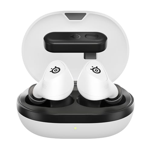 SteelSeries ゲーミングワイヤレスイヤホン Arctis GameBuds white モンスターハンターワイルズに最適なEQ ANC ノイキャン PC/PS5/4/Switch2/Switch/スマホ対応 IP55防塵防水 Bluetooth 5.3 2.4GHz Hi-Fiオーディオ 200以上のEQ 耳にフィットする設計 40時間バッテリー Qi対応 急速充電 ホワイト 61682 1枚目 画像