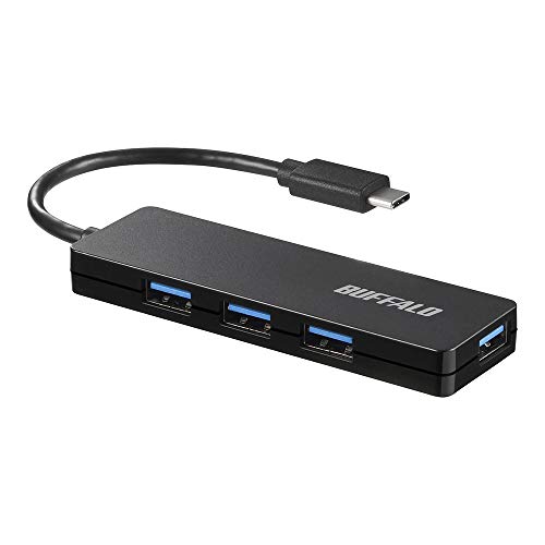バッファロー BUFFALO USB ハブ PS5 iMac MacBook Air / Pro 対応 TypeC USB3.1 Gen1 4ポート バスパワー ブラック スリム設計 軽量 リモート テレワーク 在宅勤務 BSH4U125C1BK 画像1