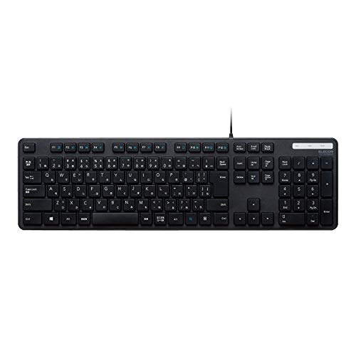 エレコム キーボード 有線 メンブレン 薄型 フルキーボード ブラック TK-FCM108XBK 画像1