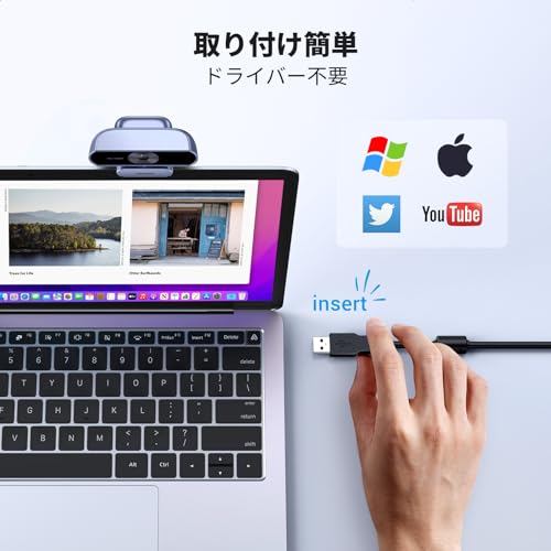 UGREEN ウェブカメラ USB Webカメラ フルHD 1080P 200万画素 マイク内蔵 自動光補正 85°超広視野角 PC カメラ クリップ/スタンド式 Windows 7/8/8.1/10/11 Mac OS Zoom/Teams/Skype/ライブ配信用 在宅勤務・授業・会議用 中間 画像
