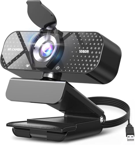 Webカメラ ウェブカメラ HD 1080P マイク付き プライバシーカバー 広角レンズ 自動光補正 クリップオン取り付け プラグアンドプレイ USB ウェブカメラ Zoom/Skype/YouTube/ウェブ会議/ビデオ通話/リモートワークをサポート ラップトップ/デスクトップ/PC/Macをサポート 日本語説明書付き (ブラック) 1枚目 画像