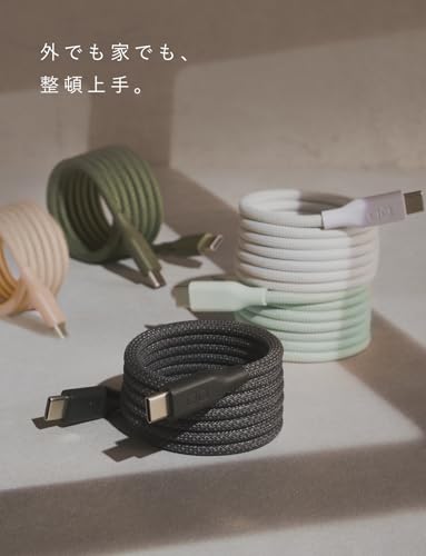 CIO スパイラルケーブル CtoC (Type-C/USB-C) 急速充電 磁石 マグネット吸着 充電ケーブル PD 240W データ転送 480Mbps 形状記憶 (01：ライトブラック, 1m) 最後 画像