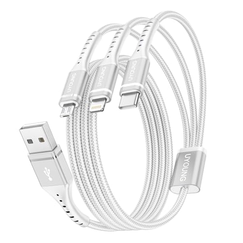 充電ケーブル 3in1 1.2m 急速充電コード 3 in 1 超高耐久 Type C Micro USB 3台同時充電 iPhone Android タイプC 各種対応 (2本) 1枚目 画像