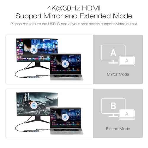 BENFEI USB C ハブ 5in1 4K@30Hz HDMI 1*USB3.2+2*USB2.0ポート 10Gbps超高速データ転送用 Type-C 100W PD急速充電 シリコンおよび織物デザインケーブル アルミニウムケース MacBook Pro/Air、iPad Pro、iMac、iPhone 15 Pro/Pro Max、XPS、Thinkpad に対応 中間 画像