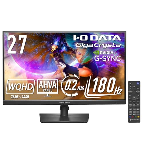 アイ・オー・データ IODATA ゲーミングモニター 27インチ GigaCrysta WQHD 180Hz AHVAパネル ブラック(HDMI×2/DisplayPort/VESA対応/高さ調整/縦横回転/土日サポート/日本メーカー) EX-GDQ271JA 1枚目 画像
