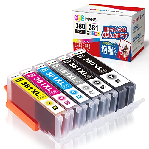 GPC Image BCI-381XL BCI-380XL 互換インクカートリッジ 6色セット 大容量タイプ キャノン(Canon)対応 インクカートリッジ 381 380 BCI-381 BCI-380 互換インク TS8130 TS8230 TS8330 TS8430 対応の 380 381 インク 残量表示機能 個包装 説明書付 1枚目 画像