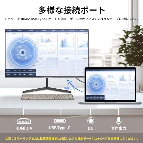 Minifire 24インチ USB-C 100Hz モニター IPS スピーカー内蔵 HDR10 Adaptive Sync VESA対応 フレームレス Type-C/HDMI スピーカー付 チルト調節可 ビジネス用 五年保証(USB Type-Cケーブル付-MF24X3C) 中間 画像