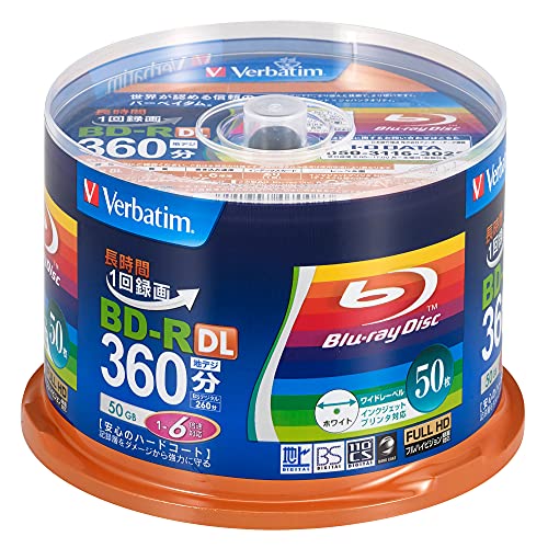 バーベイタム(Verbatim) Verbatim バーベイタム 1回録画用 ブルーレイディスク BD-R 50GB 50枚 ホワイトプリンタブル 片面2層 1-6倍速 VBR260RP50SV1 1枚目 画像