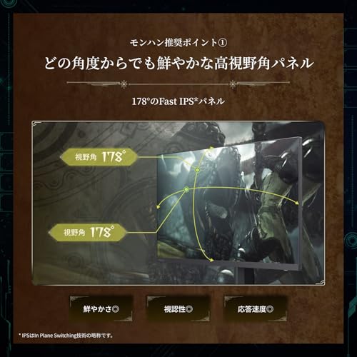 REGZA ゲーミングモニター 27インチ WQHD 240Hz モンスターハンターワイルズ推奨画質 1ms(GTG) HDR10 Fast IPSパネル Adaptive Sync HDMI対応 RM-G276N 中間 画像