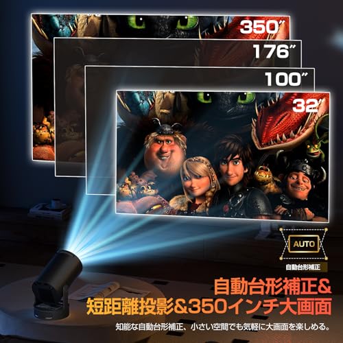 Philoent プロジェクター 家庭用 超小型 【2025アップグレード版Android TV14.0搭載&270°回転&HiFi外部スピーカー】 27000LM 1080P 4K対応 短距離投影 高輝度 天井投影 Wi-Fi6 大画面 自動台形補正 操作簡単 軽量Bluetooth5.4 IOS/Android/パソコン/DVD/PS機/SWITCH接続可 日本語取扱説明書 プレゼントに最適 中間 画像