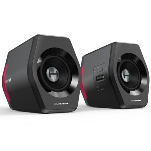 Edifier 「エディファイア」 G2000 RGB 2.0ch PC ゲーミングスピーカー アンプ内蔵 アクティブスピーカー 小型 32W 音質高 | PS5 Pro/PS5/PS4/Switch 2/Switch等ゲーム機対応 | Bluetooth/USB/AUX 有線・無線両対応 | ゲーム/映画/音楽モード 【Subout 端子搭載】 専用アプリ 2台セット ブラック 1枚目 画像