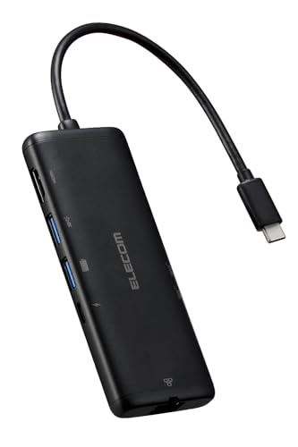 エレコム USB-C ハブ ドッキングステーション 7in1 PD対応 100W LANポート HDMI 4K60Hz 高速データ転送 5Gbps SD/microSD ブラック DST-W02 1枚目 画像