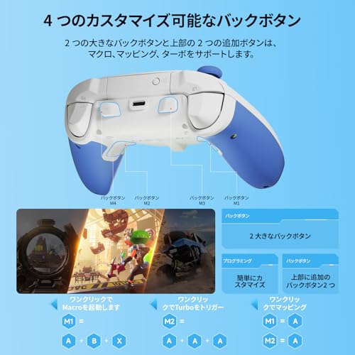 PC コントローラー、BIGBIG WON Rainbow 2 SE ワイヤレス コントローラー モーション コントロール、ホール効果トリガー、12 ビット ADC、ジョイスティック 3 セット、4方向十字キー、8方向十字キ、PC APP、ゲームパッド Switch/Android/iOS 用 中間 画像