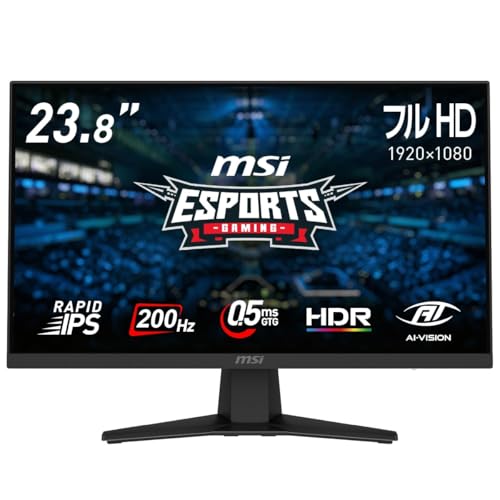 【Amazon.co.jp限定】 MSI ゲーミングモニター MAG 244F 23.8インチ/フルHD/RAPID IPSパネル/200Hz/0.5ms(GTG)/Adaptive-Sync/HDR/HDMI 2.0b/DP1.2a/VESA100/メーカー3年保証 1枚目 画像