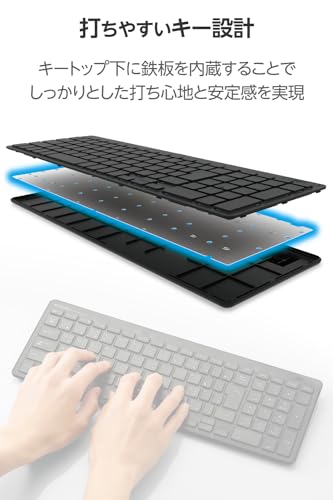 エレコム ワイヤレスキーボード コンパクト テンキー付 パンタグラフ式 薄型 ブラック TK-FDP099TBK/EC 中間 画像