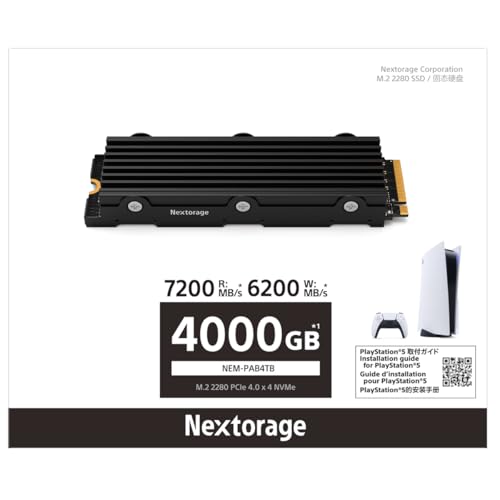 Nextorage 日本メーカー 4TB PS5対応ヒートシンク一体型内蔵SSD 最大転送速度7,200MB/s ヒートシンク搭載 M.2 2280 PCIe4.0 NVMe SSD PS5動作確認済み NEM-PAB4TB ネクストレージ 最後 画像