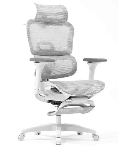 EastForce 寝れる多機能オフィスチェア ErgoSiesta(エルゴシエスタ) リクライニング145度 720度アームレスト 3Dヘッドレスト 背面高さ調節 座面スライド フットレスト デスクチェア ホワイト 画像1