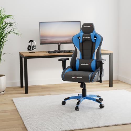 AKRacing ゲーミングチェア デスクチェア 勉強椅子 学習椅子 ブルー 青 Pro-X V2 高耐久PUレザー 180度リクライニング 在宅 リモート 5年保証 最後 画像