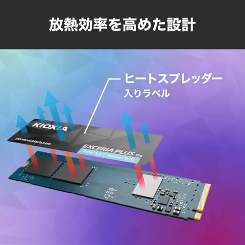 キオクシア KIOXIA 内蔵 SSD 1TB NVMe M.2 Type 2280 PCIe Gen 5.0×4(最大読込: 10,000MB/s) 国産BiCS FLASH TLC搭載 国内正規代理店5年保証 EXCERIA PLUS G4 SSD-CK1.0N5PLG4N【国内正規代理店保証品】 中間 画像