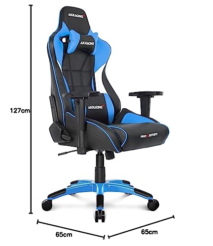 AKRacing ゲーミングチェア デスクチェア 勉強椅子 学習椅子 ブルー 青 Pro-X V2 高耐久PUレザー 180度リクライニング 在宅 リモート 5年保証 中間 画像