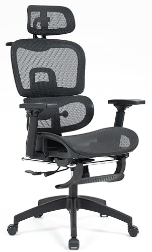 SYALEN オフィスチェア メッシュ 椅子 チェア キャスター ロッキング リクライニング ハイバック ランバーサポート 人間工学 ブラック 黒 SLCH-09MBK (Black強化メッシュ網目) 画像1