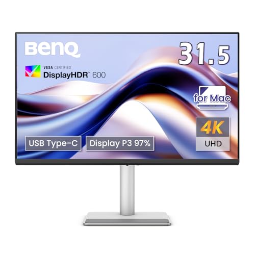 ベンキュージャパン BenQ Mac向けモニター MA320U (31.5インチ/4K UHD/ナノマットコートIPSパネル/Display P3 97%/sRGB 99%/VESA DisplayHDR 600/USB Type-C(90W給電)/HDMI×2/スピーカー内蔵(treVolo 3W×2)/高さ調整・回転/ブルーライト軽減/フリッカーフリー/Macbookに最適/シルバー筐体) 1枚目 画像