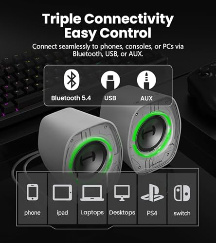 Edifier 【エディファイア】 G1000 II 卓上 小型 RGB ゲーミングスピーカー ｜ PS5 Pro/PS5/PS4/Switch 2/Switch等対応 ｜ 2.0ch PC アクティブ先端デザインスピーカー 音質高 ｜ Bluetooth/USB/3.5mm AUX ワイヤレス・有線接続両対応 ｜ ゲーム/映画/音楽モード搭載 ｜ 2台セット （ブラック） 中間 画像