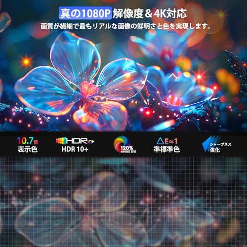 【最新Android TV搭載&270°回転】OWNKNEW プロジェクター 27000LM 天井投影 1080P WIFI6 自動台形補正 4K対応 Bluetooth5.4 小型 ホームプロジェクター 家庭用 スタンド一体型 内蔵HiFiスピーカー 短距離投影 50%ズーム IOS/Android/パソコン/DVD/PS4/SWITCH等対応 軽量 日本語取扱書 操作簡単 2年保証 中間 画像