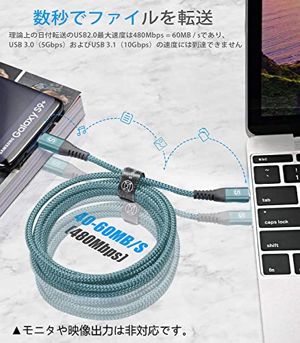 タイプc ケーブル 1M/2本セットPD対応 60W急速充電(USB C&USB C ケーブル) iPhone17 16 15 充電器 Type-c アイフォン16 15/いphone16 15 pro Max,iPad Pro/Air/mini6,MacBookPro,Samsung Galaxy S25/S24/S23/S22/S21/S20/S10,Pixel等Type-c機種対応-グリーン 中間 画像