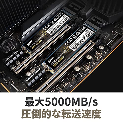 シリコンパワー SSD 2TB M.2 2280 PCIe4.0×4 NVMe1.3 最大読込5000MB/s 5年保証 SP02KGBP44US7005 中間 画像