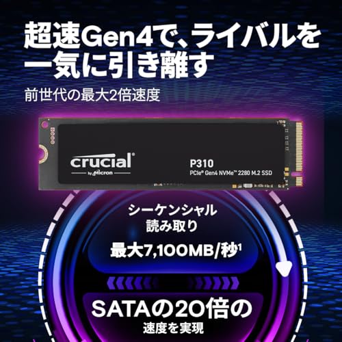 Crucial(クルーシャル) P310 2TB 3D NAND NVMe PCle4.0 M.2 2280 SSD 最大7,100MB/秒 CT2000P310SSD8-JP 国内正規保証品 最後 画像