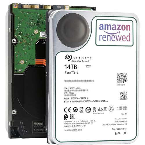 【整備済み品】ST Exos X14 14TB HDD 3.5インチ 7200RPM SATA 6Gb/s 256MB キャッシュ 監視システム対応 エンタープライズハードディスク 高耐久性 データセンター向け 2年保証(ST14000NM0018) 1枚目 画像