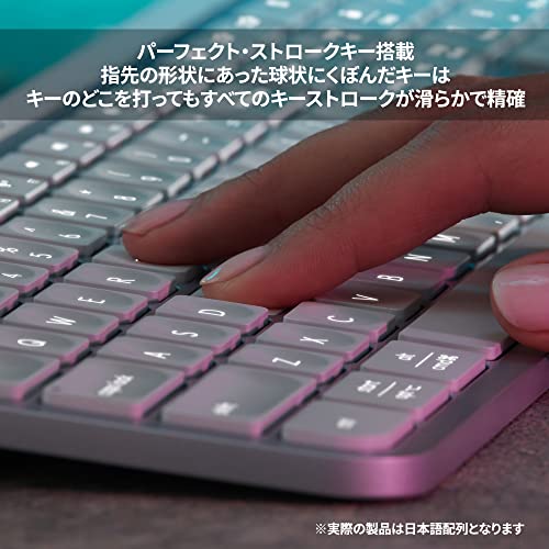 ロジクール MX KEYS S ワイヤレス キーボード KX800sGR Bluetooth Logi Bolt Unifying非対応 Smart Actions 対応 Windows Mac Chrome Android FLOW Easy-Switch 無線 薄型 充電式 グラファイト 国内正規品 中間 画像