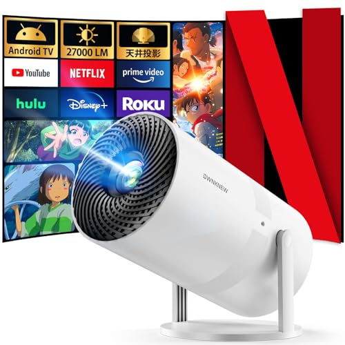 【最新Android TV搭載&270°回転】OWNKNEW プロジェクター 27000LM 天井投影 1080P WIFI6 自動台形補正 4K対応 Bluetooth5.4 小型 ホームプロジェクター 家庭用 スタンド一体型 内蔵HiFiスピーカー 短距離投影 50%ズーム IOS/Android/パソコン/DVD/PS4/SWITCH等対応 軽量 日本語取扱書 操作簡単 2年保証 1枚目 画像