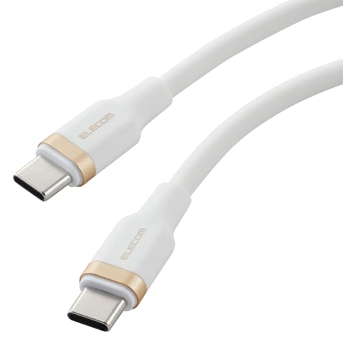 エレコム USB Type C ケーブル 1m 100W PD対応 高速充電 シリコン素材 なめらか やわらか 【 MacBook/iPad/Galaxy/Android スマホ タブレット 等対応 】 ホワイト 【iPhone 16 シリーズ 対応検証済】 MPA-CCECSS10WH 1枚目 画像