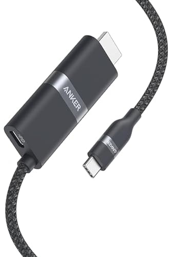 Anker Nano USB-C & HDMI ケーブル (4K, 高耐久ナイロン, 140W) 1.8m 4K 60Hz出力, 140W PDパススルー充電, 2in1 iPhone 16 / 15 Galaxy iPad Pro MacBook Pro/Air 各種対応 1枚目 画像